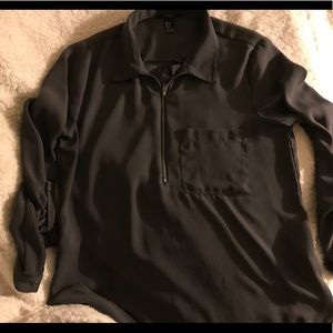 Forever 21 sheer 3/4 sleeve gray shirt size S